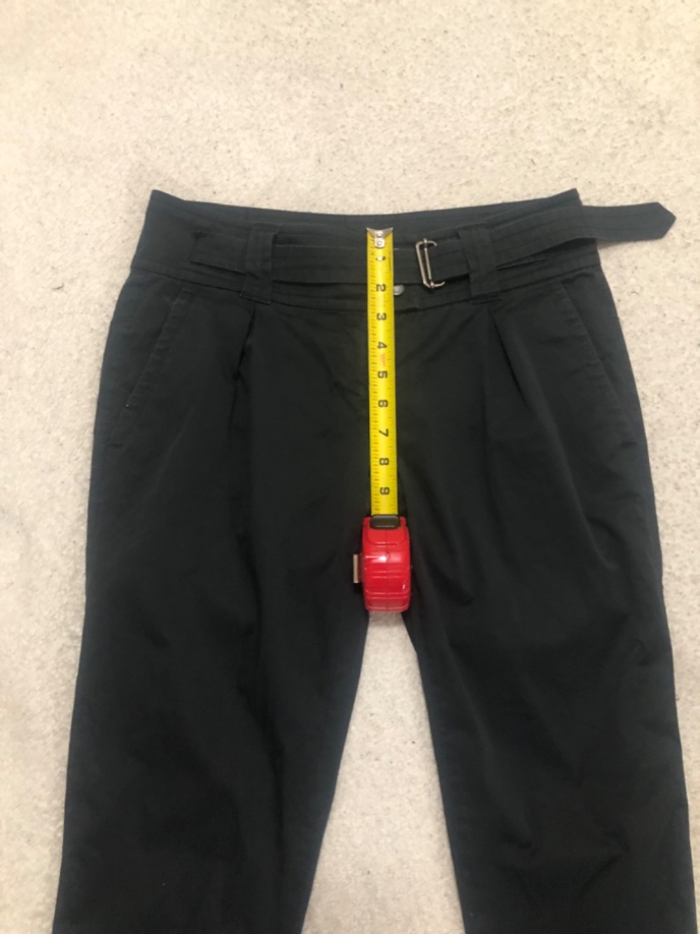 prada pleated black cropped pants with belt size 42 - Picture 4 of 11